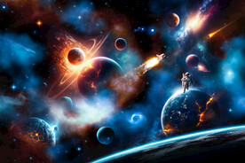 梦幻银河宇宙太空星球宇航员背景