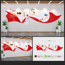 红色企业文化墙