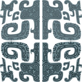 青铜纹线描创意图案