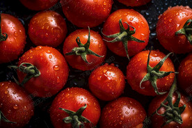 沾满水滴的圣女果