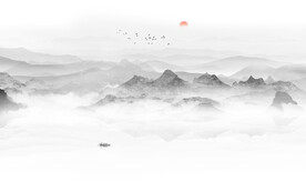 新中式山水画电视背景墙