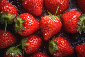 沾满水珠的草莓