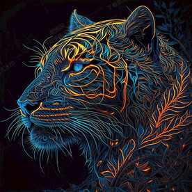 手绘线条老虎头