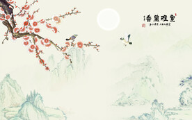 花鸟山水背景墙