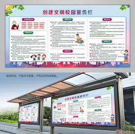 创建文明校园橱窗宣传栏展板