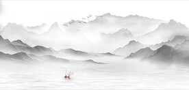 新中式抽象水墨山水风景背景墙