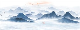 新中式抽象水墨山水风景背景墙