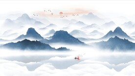 新中式抽象水墨山水风景背景墙