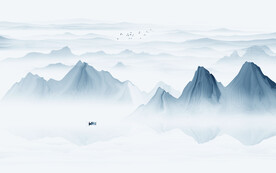 新中式意境抽象水墨山水背景墙画