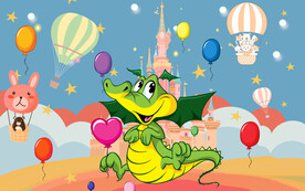 卡通恐龙儿童房背景