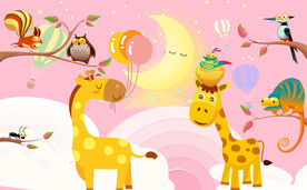 卡通儿童房长颈鹿背景