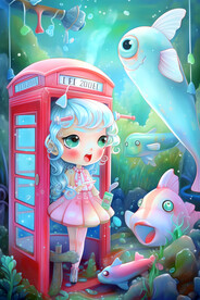 海底电话亭插画