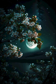 月下海棠花装饰画