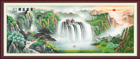 旭日东升山水画