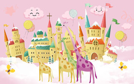 卡通城堡长颈鹿背景