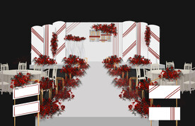 红白色大理石婚礼效果图