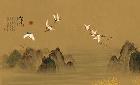 仙鹤 风景画