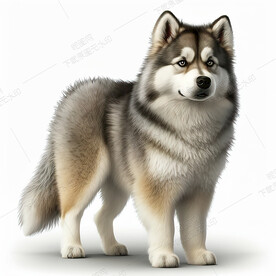卡通阿拉斯加雪橇犬