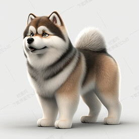 卡通阿拉斯加雪橇犬