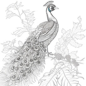 白描孔雀