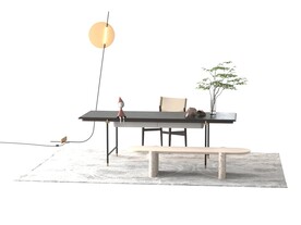 新中式书桌3d模型