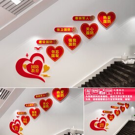 国防教育楼道文化墙