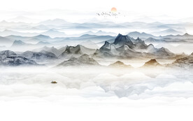 禅意水墨山水画