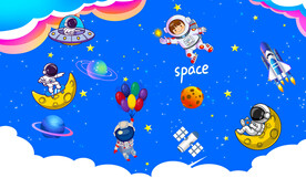 卡通星空太空人儿童房