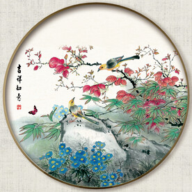 圆形花鸟图