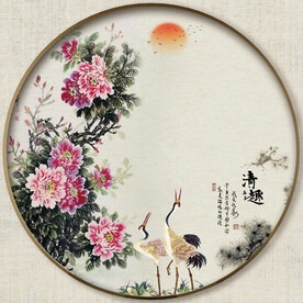 圆形花鸟图