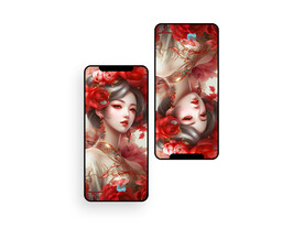 手机壁纸  插画  花神