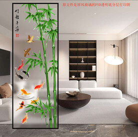 高清分层透明底屏风玻璃打印图