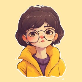 手绘戴眼镜的女孩