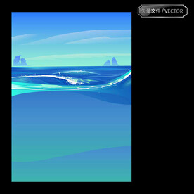 碧海蓝天大海插画