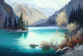 当代油画 九寨沟