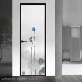 高清分层透明底平开门打印图