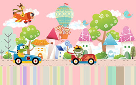 卡通粉红色背景墙