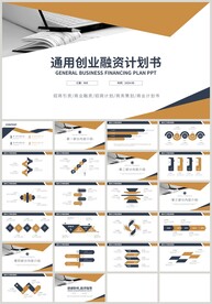 蓝金色通用创业融资计划书PPT