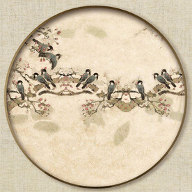 圆形中式花鸟画