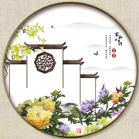 圆形花鸟图