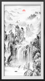 竖幅水墨画