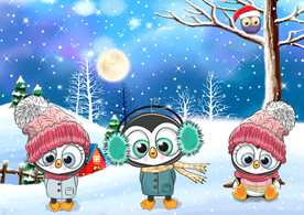 卡通企鹅儿童背景