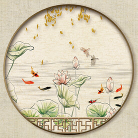 圆形中式花鸟图