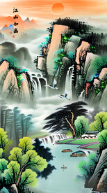 竖幅山水画