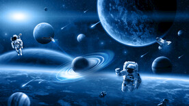 蓝色星球太空宇航员银河宇宙背景