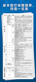 基本医疗保障缴费待遇一览表展架