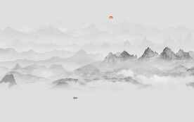 水墨山水画墙画