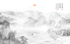 意境水墨山水画