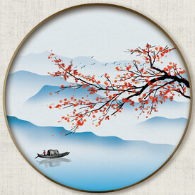 圆形山水画