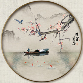 圆形中式山水画
